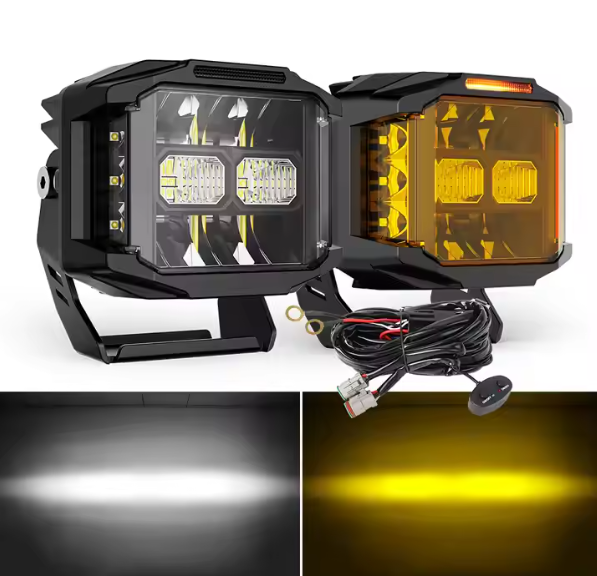 New Aux Amber Pod Light 5 Inch With Side Shooter Led Pods for Trucks 4X4 UTV ATV