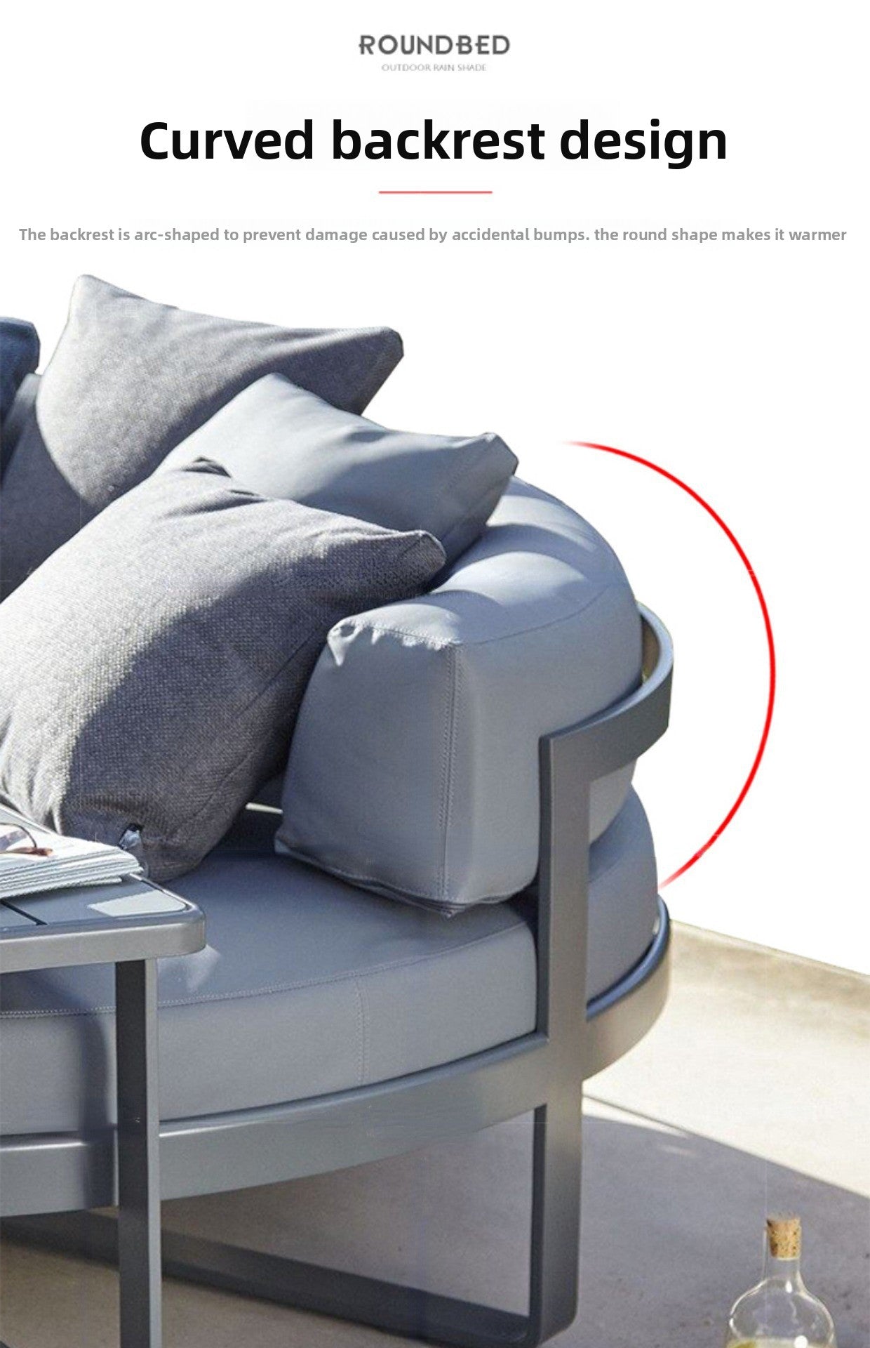 Outdoor Reclining Bed Courtyard Villa Open-Air Round Bed Waterproof Sunproof Outdoor Leisure Round Sofa Double Sunbed