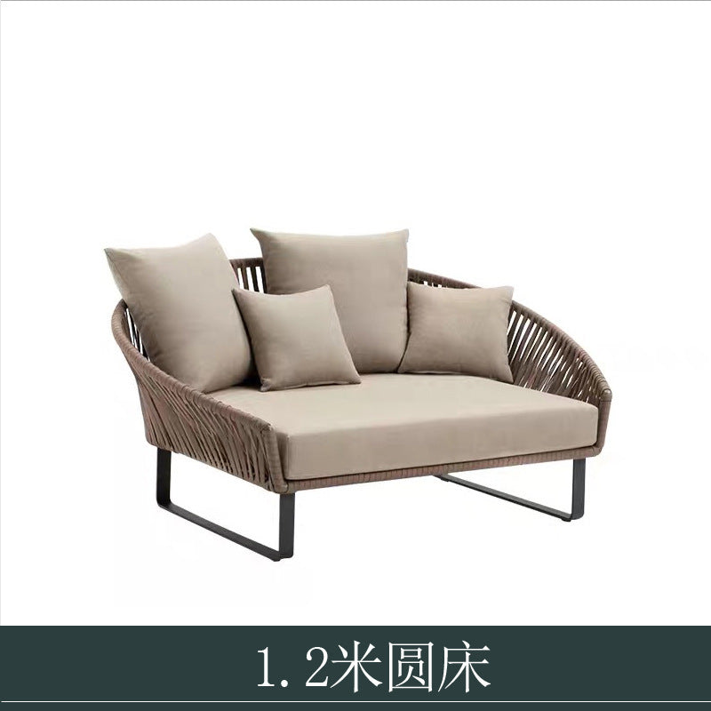 Outdoor Sofa Sunproof Waterproof Leisure Living Room Balcony Outdoor Courtyard Coffee Table Three-Person Rattan Furniture Homestay Rattan Chair