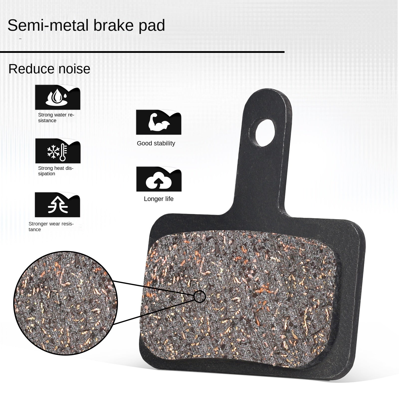BUCKLOS Mountain Bike Brake Pads Disc Brake MT200 Heat Dissipation Metal Brake Pads Resin Ceramic Brake Pads