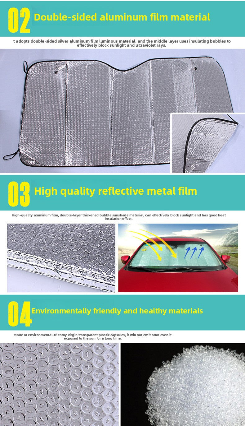 Car Sunshade Summer Heat Insulation Retractable Sunshade Aluminum Foil 140x70 Sunshade Umbrella Sun Protection