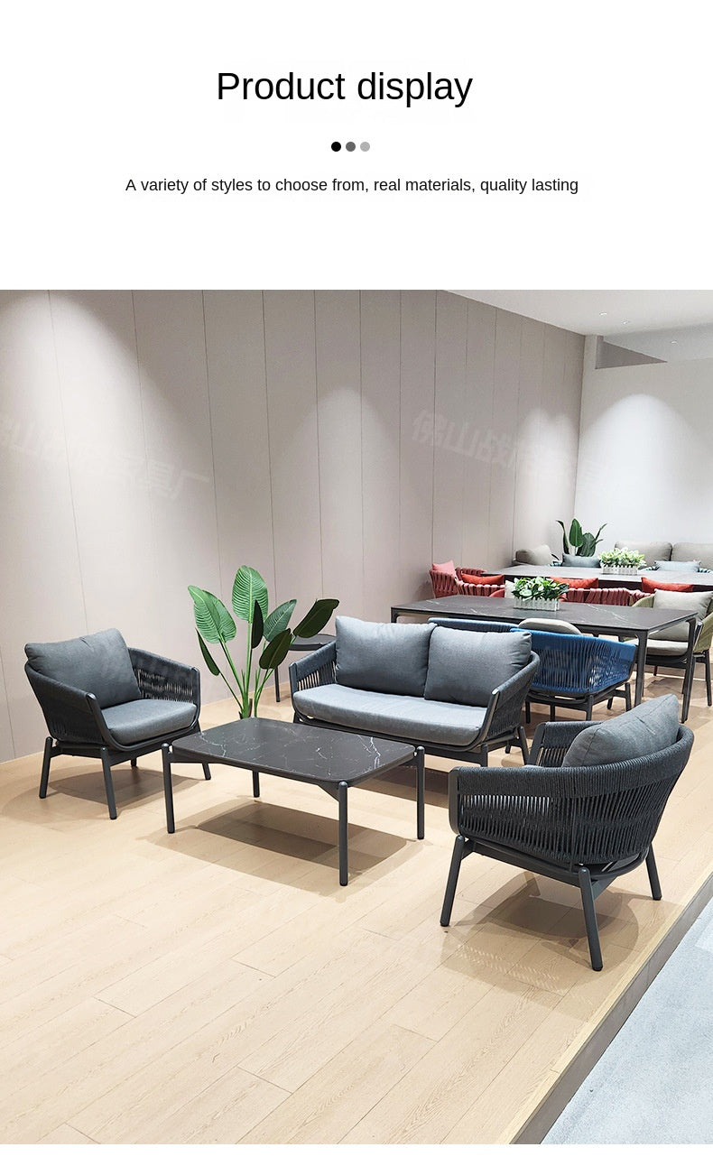 Outdoor Sofa High-End Aluminum Alloy Villa Balcony Courtyard Garden Homestay Hotel Nordic Outdoor Leisure Sofa Chair
