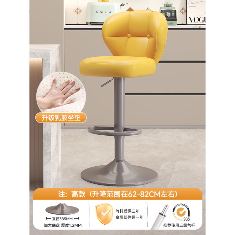 Comfortable Widened Seat Front Desk Cashier Bar Stool Light Luxury High Leg Stool Home Lifting Rotating Backrest Bar Chair