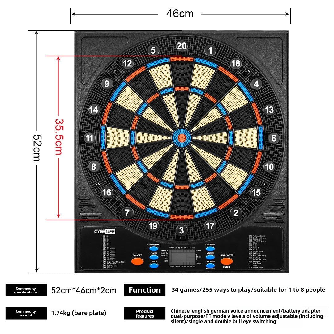 Cyeelife18-Inch Soft Electronic Dartboard Disc Home Bar Entertainment Competition Professional Safety Automatic Scoring