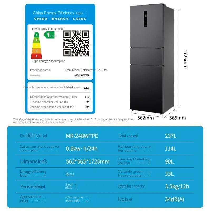 Midea Refrigerator 237L 3 doors no frost MR-248WTPE