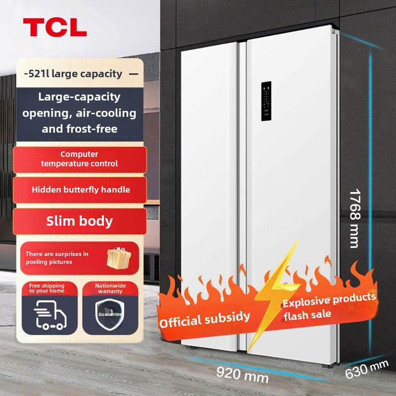 TCL Refrigerator 521 Liters Air Cooling Frostless Double Door Double Door Double-Door Refrigerator Household Computer Temperature Control