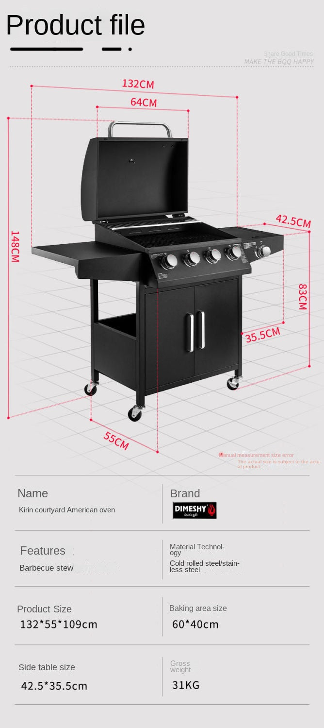 Gas 4+1 burner BBQ Grill DIMESHY with complete set accessories