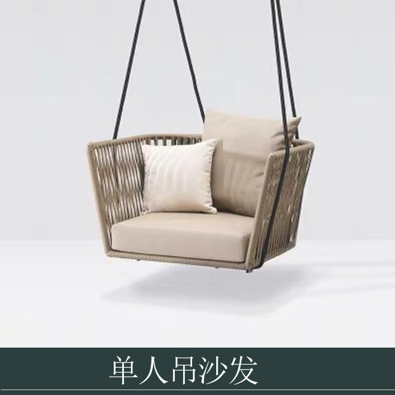 Outdoor Sofa Sunproof Waterproof Leisure Living Room Balcony Outdoor Courtyard Coffee Table Three-Person Rattan Furniture Homestay Rattan Chair