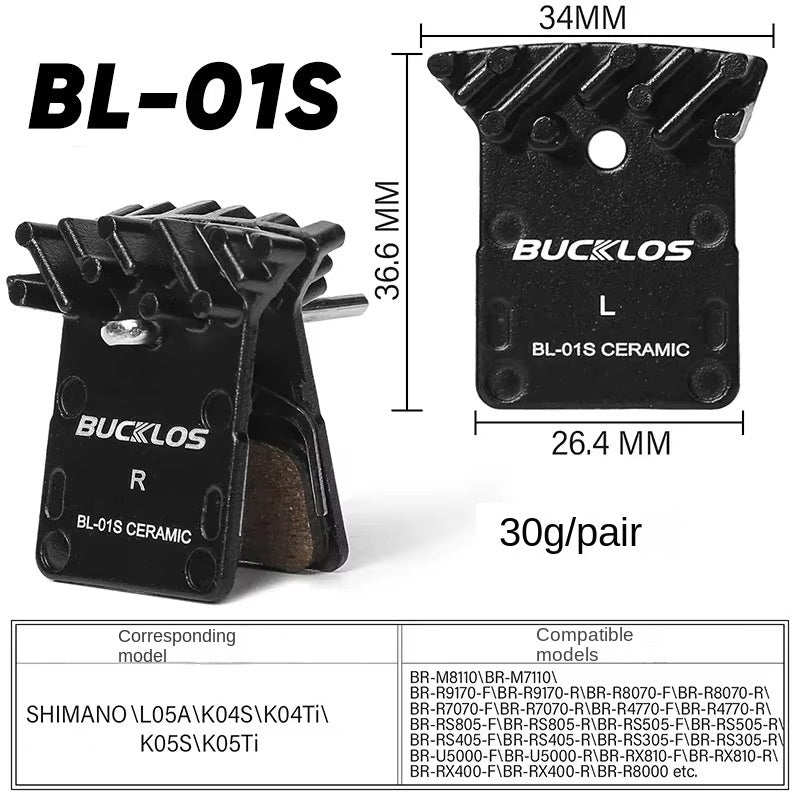 BUCKLOS Mountain Bike Brake Pads Ceramic Cooling Disc Brake Pads N03A/N04C/L05A/J04C