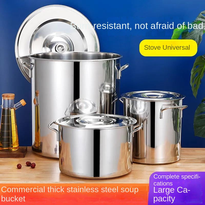 Stainless steel pot Commercial soup bucket with lid soup pot thickened bottom large capacity