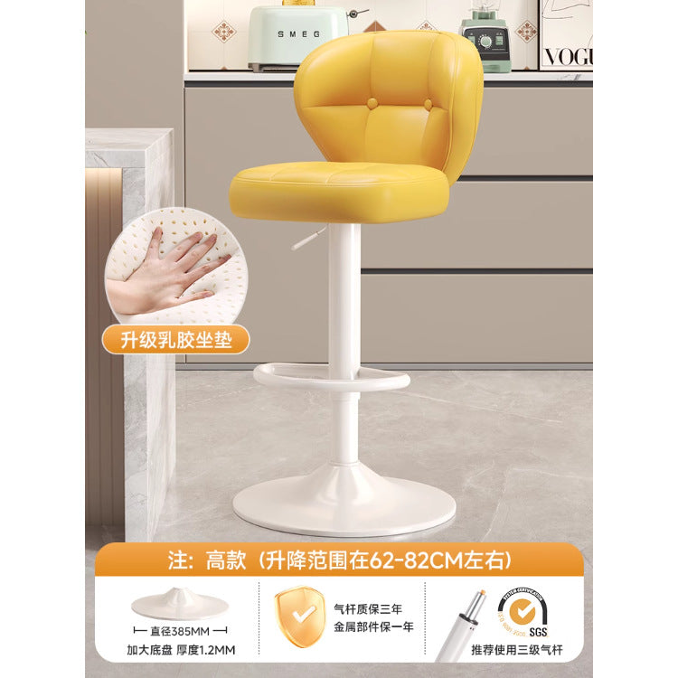 Comfortable Widened Seat Front Desk Cashier Bar Stool Light Luxury High Leg Stool Home Lifting Rotating Backrest Bar Chair