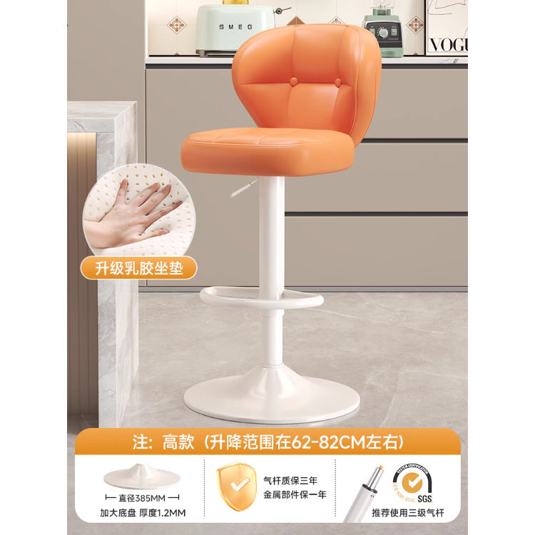 Comfortable Widened Seat Front Desk Cashier Bar Stool Light Luxury High Leg Stool Home Lifting Rotating Backrest Bar Chair