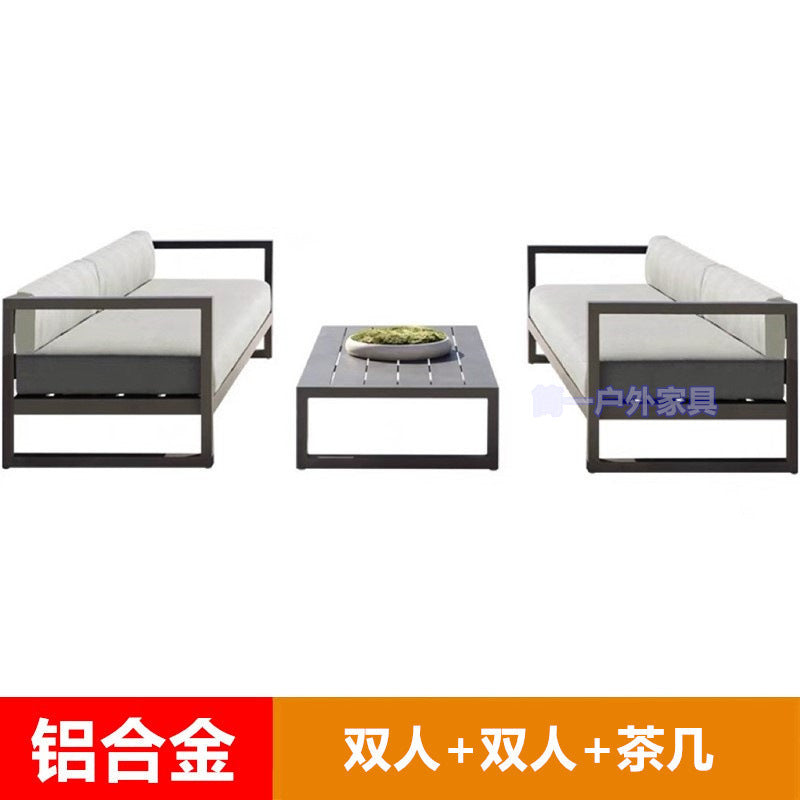 Outdoor Aluminum Alloy Sofa Courtyard Villa Coffee Table Set Waterproof Anti-Slip B&B Hotel Cross-Border Export Furniture