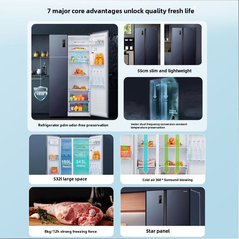 Hisense Refrigerator 532 Liters Double-Door Air Cooling Frostless Household Refrigerator Double Frequency Conversion Energy Saving BCD-532WFK1DPQ