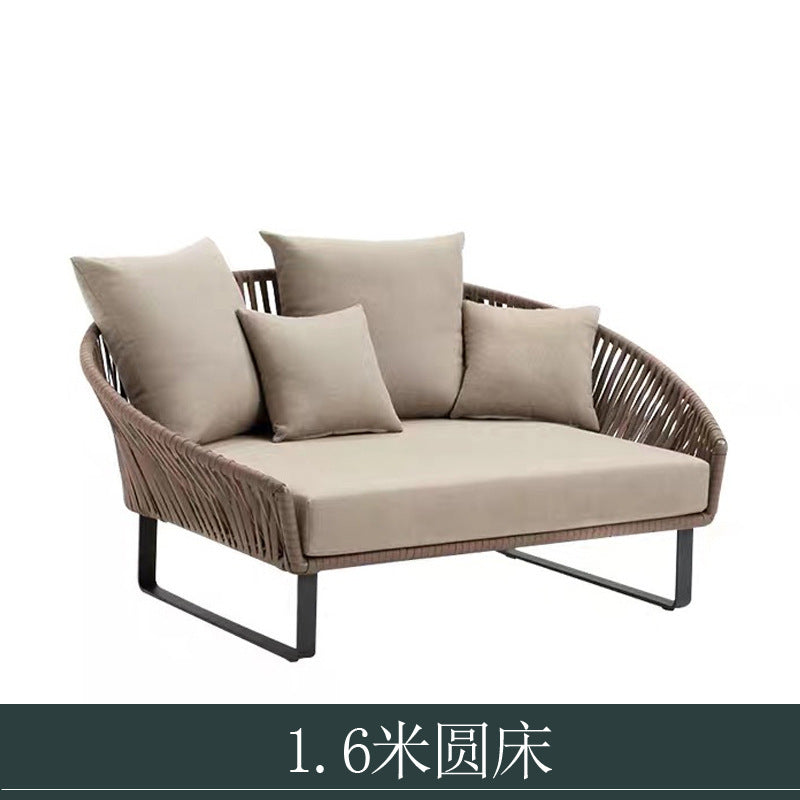 Outdoor Sofa Sunproof Waterproof Leisure Living Room Balcony Outdoor Courtyard Coffee Table Three-Person Rattan Furniture Homestay Rattan Chair