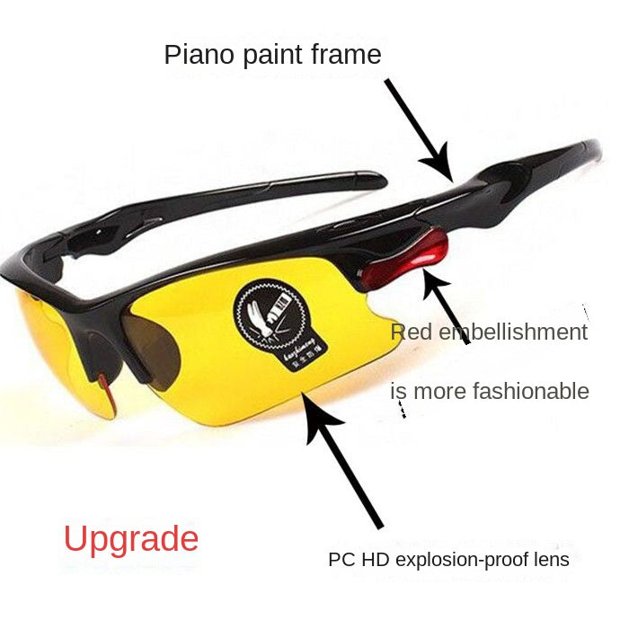 Outdoor Running Sunglasses Men and Women Equipment Mountain Bike Sports Glasses for Riding Night Anti-High Beam Windproof Eye Protection