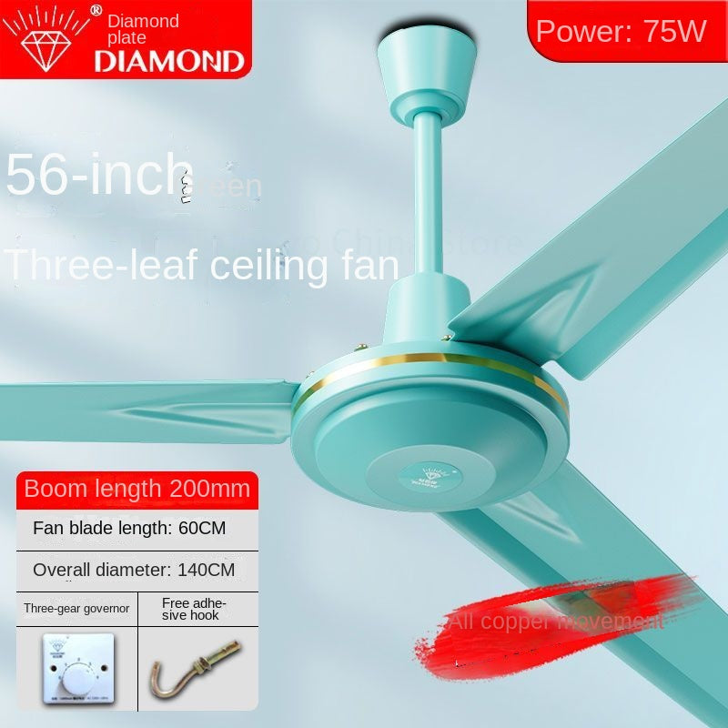 Diamond Ceiling Fan 56inch 3 metal blades alluminium/copper motor