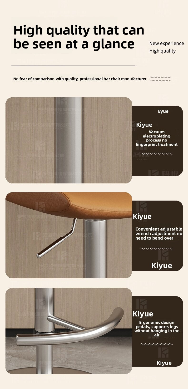 Light Luxury Bar Stool Simple Modern Stainless Steel Lifting Bar Chair Home Middle Island Desk Front Desk Bar High Leg Bar Stool