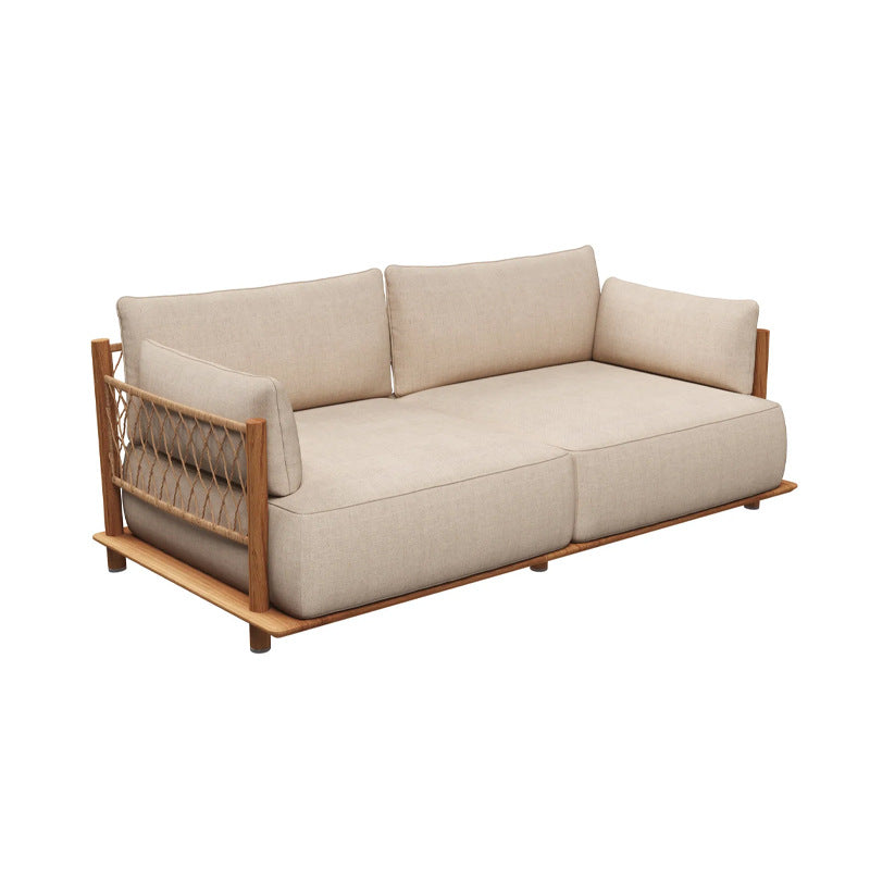 Outdoor Sofa Courtyard Villa Leisure Waterproof Hotel Homestay Outdoor Garden Terrace Solid Wood Rattan Sofa Set