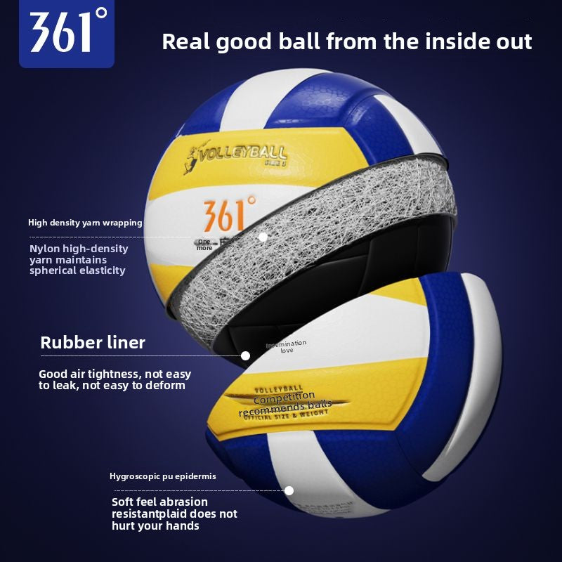 361 Degree Leather Volleyball No. 5 PU High Elasticity Non-Hand-Hurting Training Physical Exam Soft Volleyball Special for High School Entrance Exam Students Competition
