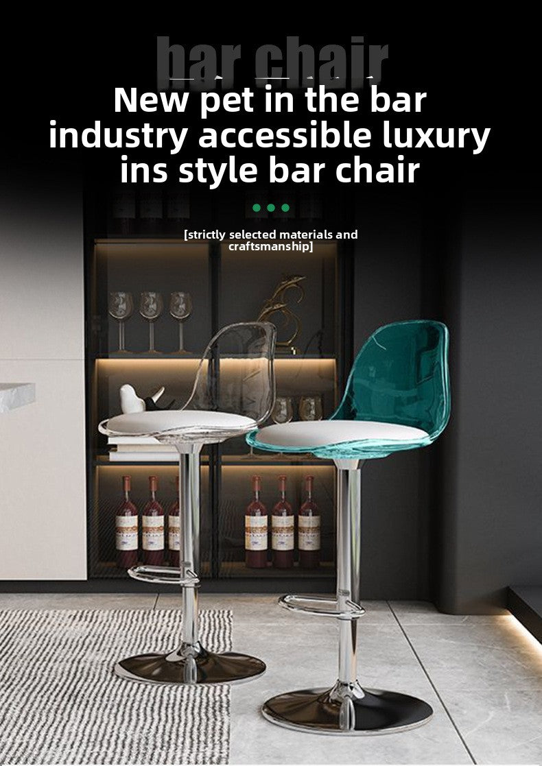 Bar Stool Light Luxury Acrylic Transparent Bar Chair Adjustable Rotating Home High Stool Company Front Desk Bar Chair