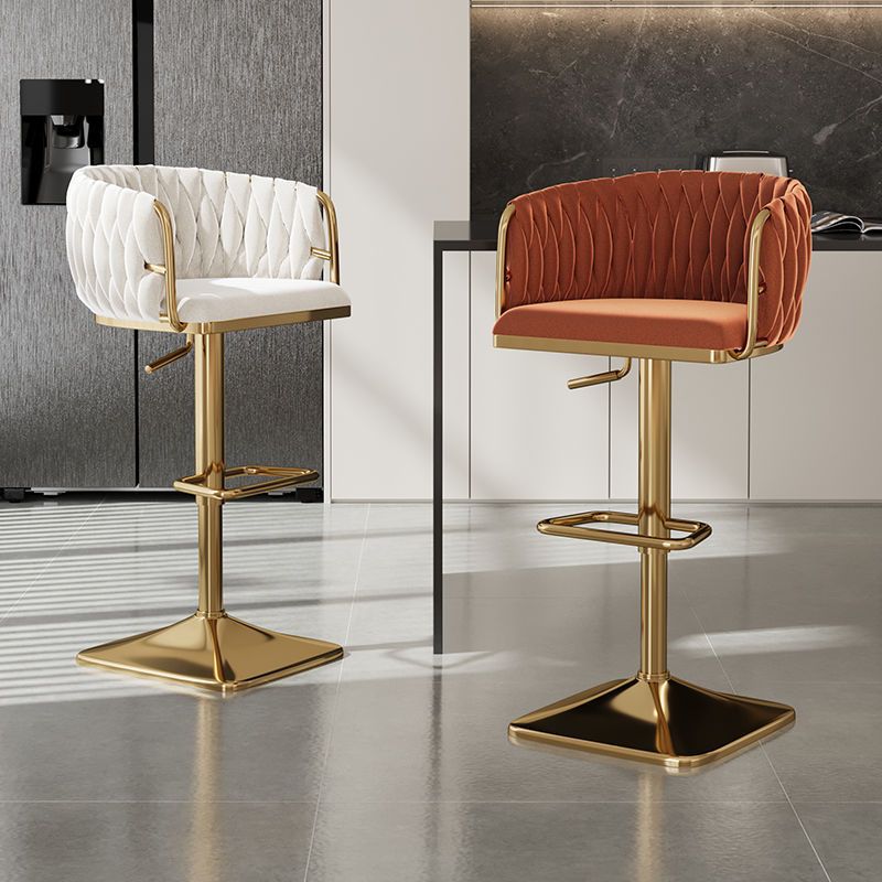 Light Luxury Bar Stool Adjustable Rotating Home Use Backrest High Stool Simple Creative Bar Chair Internet Celebrity Woven Chair