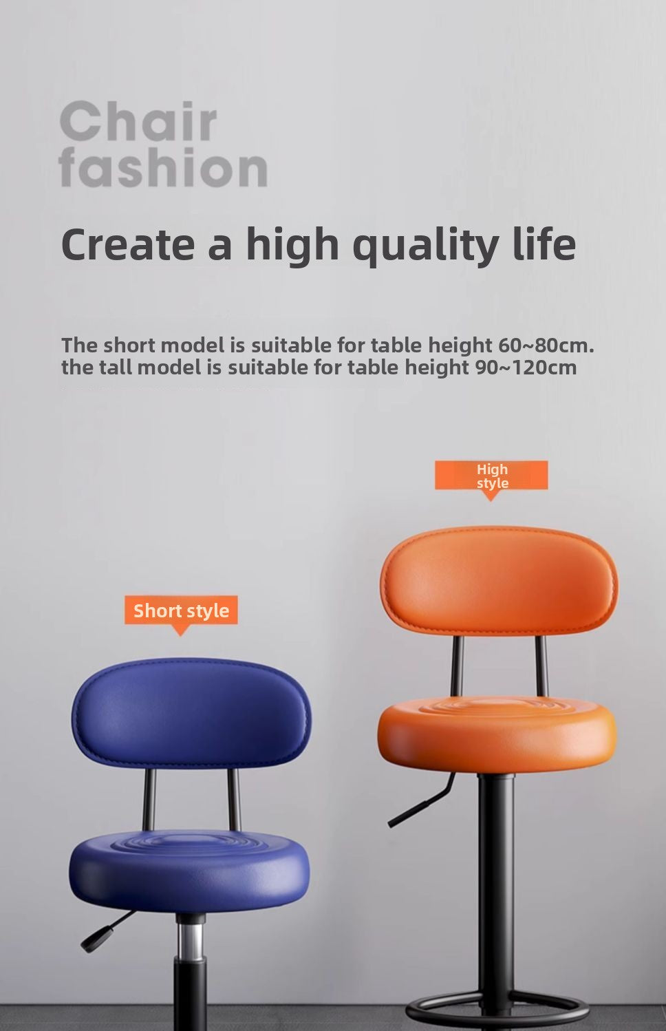 Kerun Bar Stool Modern Simple Swivel High Stool Home Use with Backrest Bar Chair Cashier Desk Adjustable Bar Stool