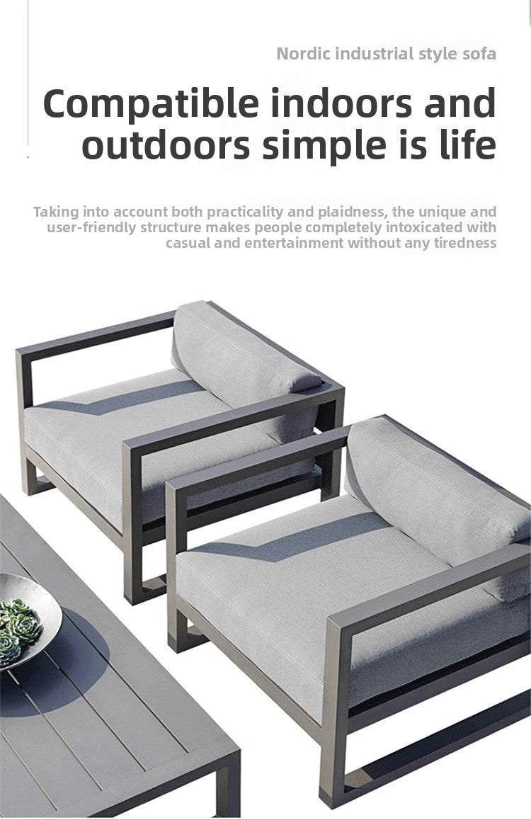 Outdoor Sofa for Courtyard Garden, Simple Modern Waterproof and Sunproof Aluminum Alloy Balcony Sofa, Outdoor Terrace Sofa