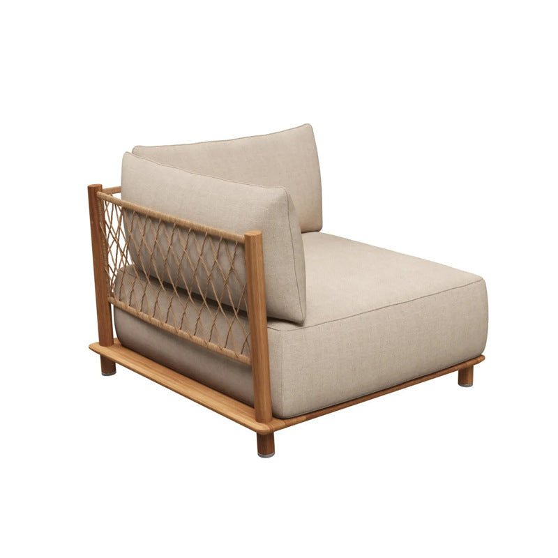 Outdoor Sofa Courtyard Villa Leisure Waterproof Hotel Homestay Outdoor Garden Terrace Solid Wood Rattan Sofa Set
