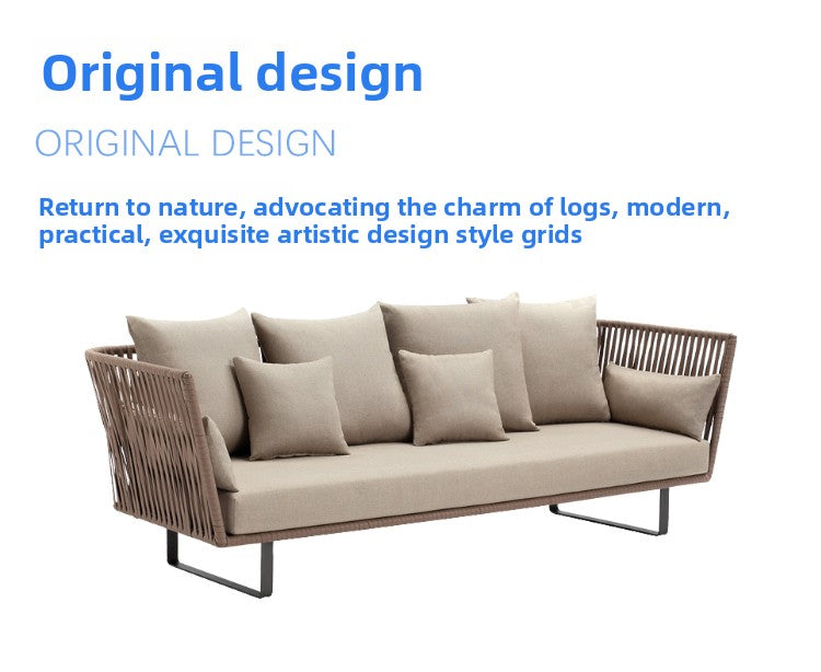 Outdoor Sofa Villa Courtyard Balcony Homestay Hotel Bar Coffee Restaurant Outdoor Waterproof Rattan Chair Set