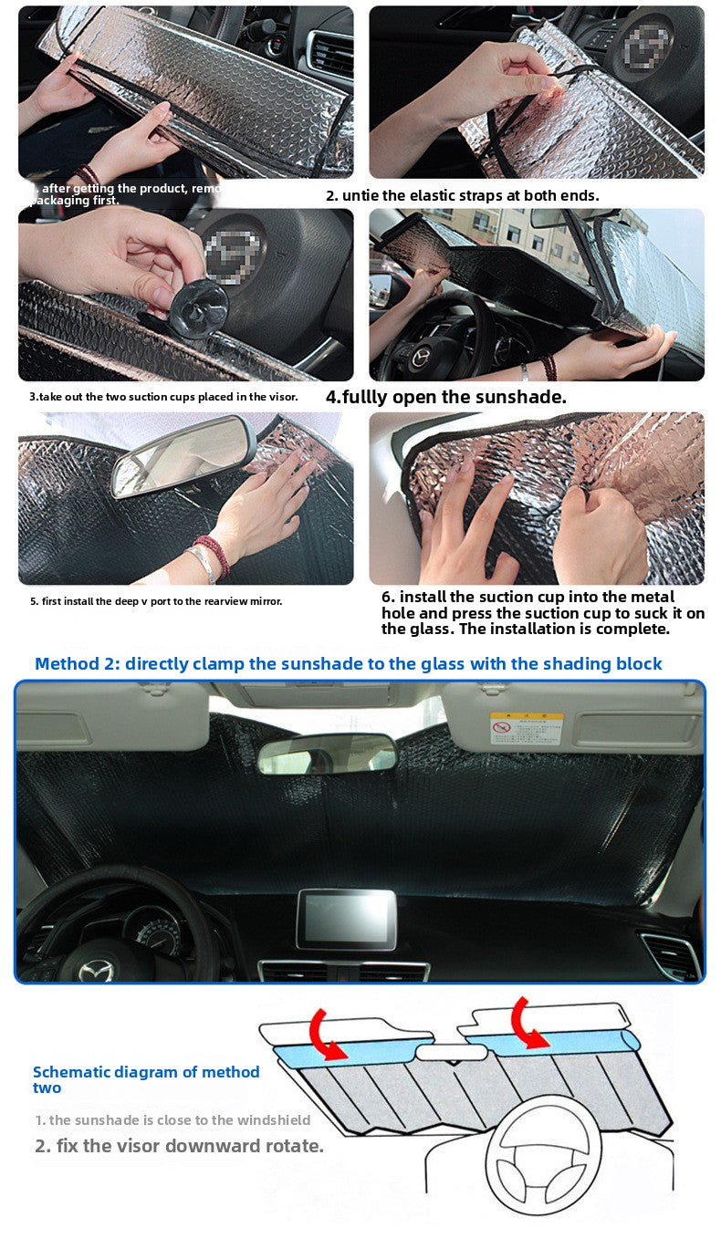 Car Sunshade Summer Heat Insulation Retractable Sunshade Aluminum Foil 140x70 Sunshade Umbrella Sun Protection