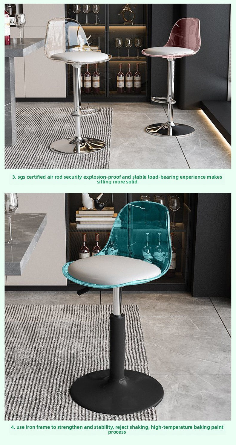 Bar Stool Light Luxury Acrylic Transparent Bar Chair Adjustable Rotating Home High Stool Company Front Desk Bar Chair
