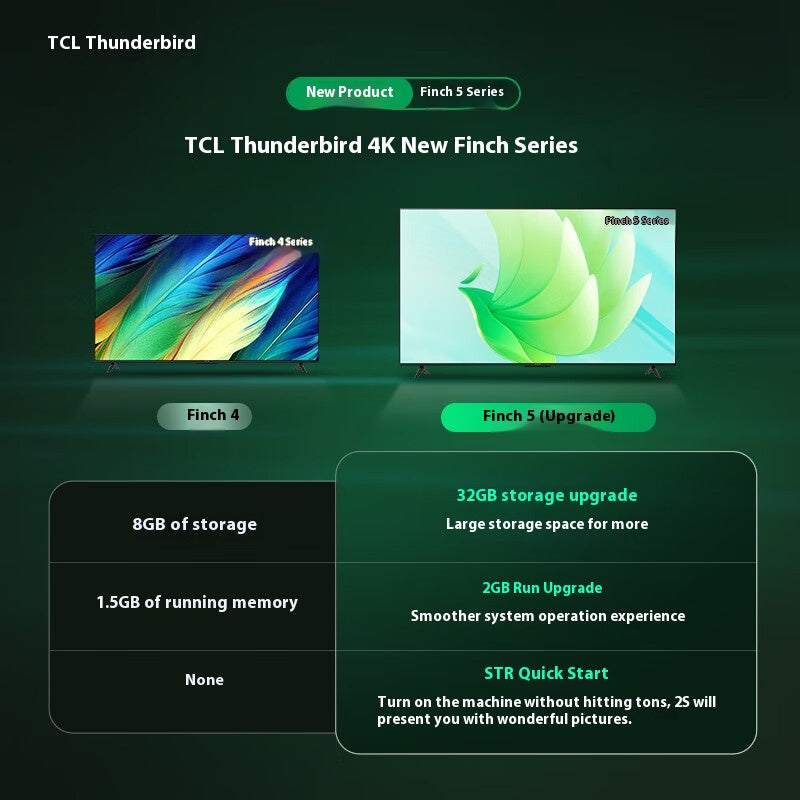 TCL Thunderbird Bird 5 55-Inch 4K Ultra HD Eye Protection against Blue Light Ultra-Thin Full Screen TV 2 + 32gb Game Smart LCD Flat Panel TV 55f275c