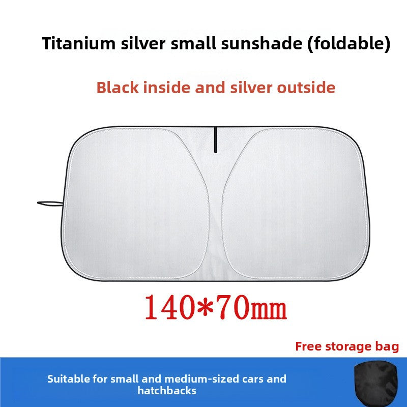 Car Heat Insulation Sunshade Front Windshield Titanium Silver Coated Sunshade Sun Protection Sunshade Curtain Summer Car Sunshade Umbrella