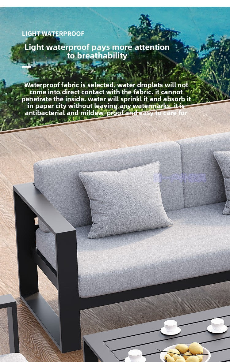 Outdoor Aluminum Alloy Sofa Courtyard Villa Coffee Table Set Waterproof Anti-Slip B&B Hotel Cross-Border Export Furniture
