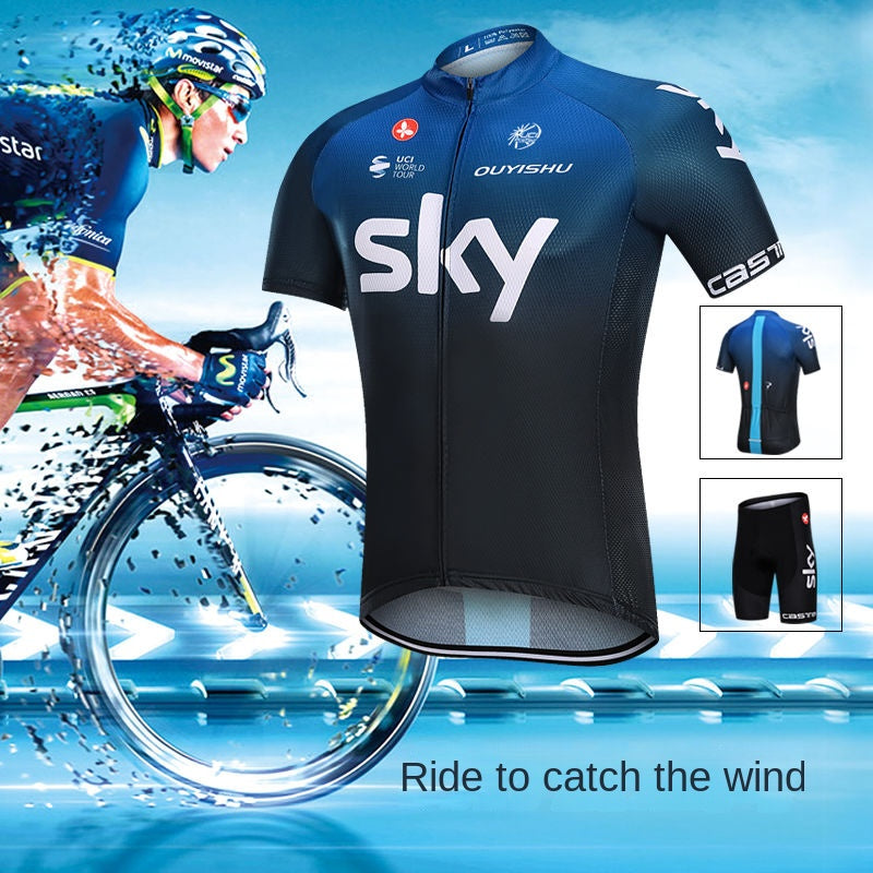 19 New Sky Short-Sleeve Cycling Clothes Suit Men's and Women's Spring and Summer Bicycle Clothes Breathable Quick-Drying Dynamic Bicycle Clothing