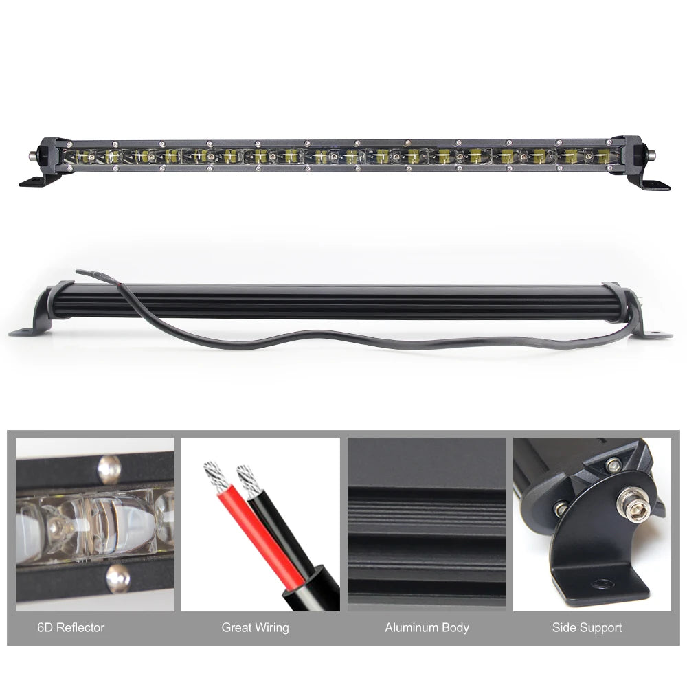 wholesale price 6D Reflector Offroad Led Light Bar 4x4 Led Light Bar Single Row Super Bright driving beam truck led light bar