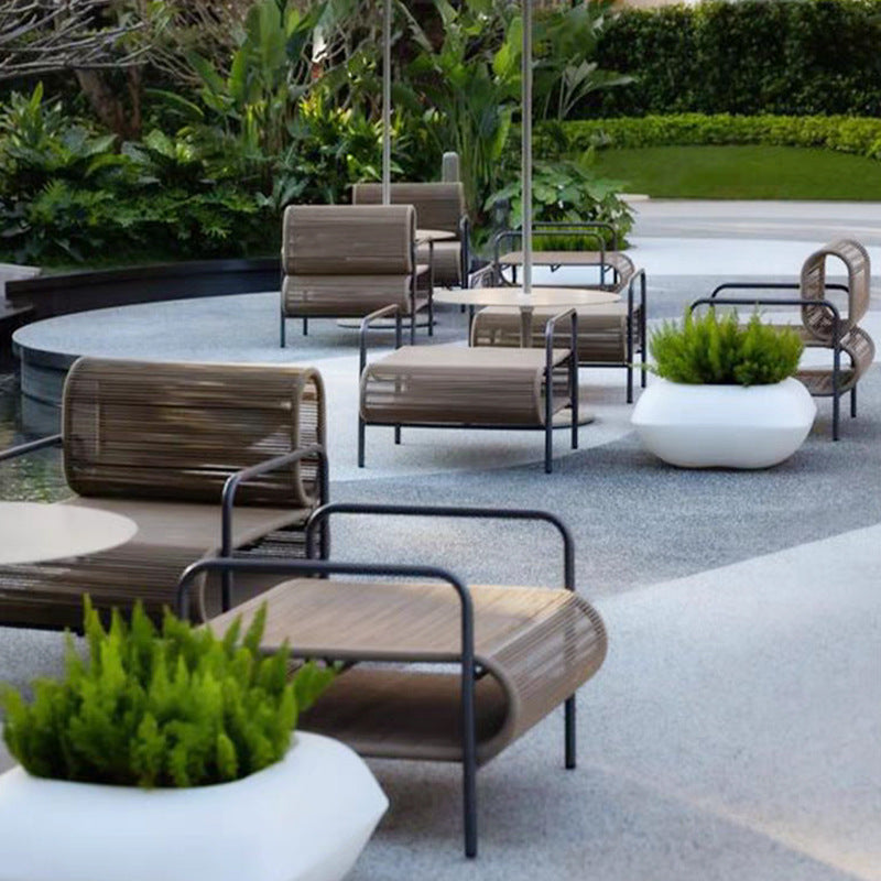 Outdoor Sofa and Coffee Table Set Waterproof Sunproof for Open Air B&B Garden Courtyard Villa Balcony Leisure Rattan Sofa