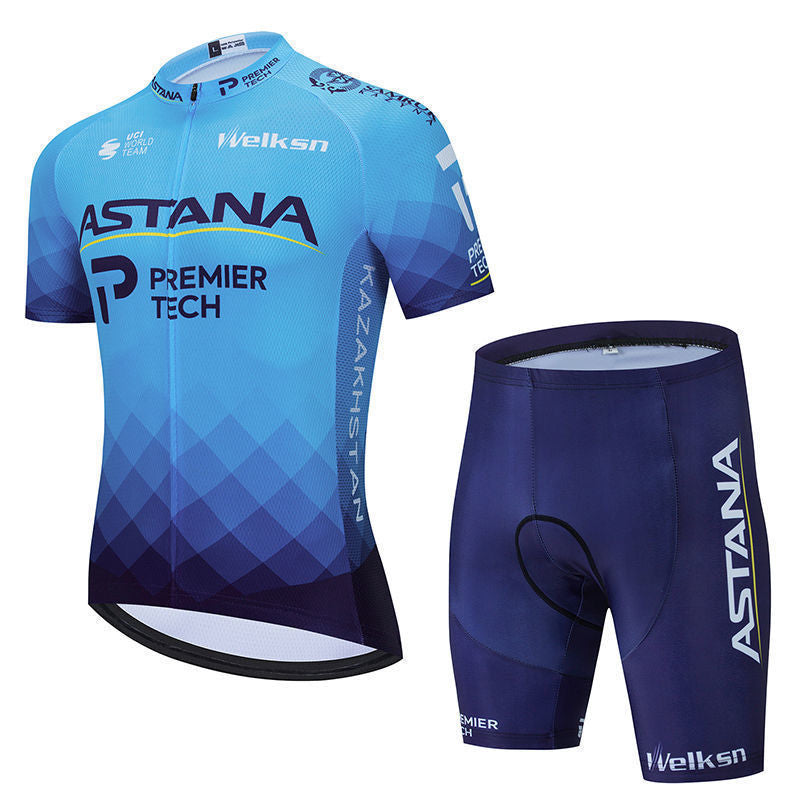 Summer Astana Short-Sleeve Cycling Clothes Suit Mountain Highway Tour De France Team Thin Breathable Cycling Top