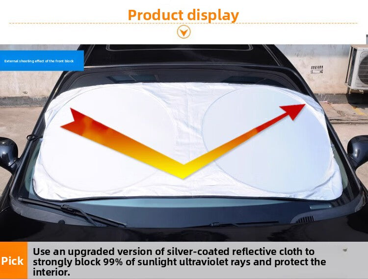 Car Silver Coating Sunshade Sun Protection Sunshade Board Mat Curtain Front Shield Thickened Heat Insulation Front Sunshade Board One Piece