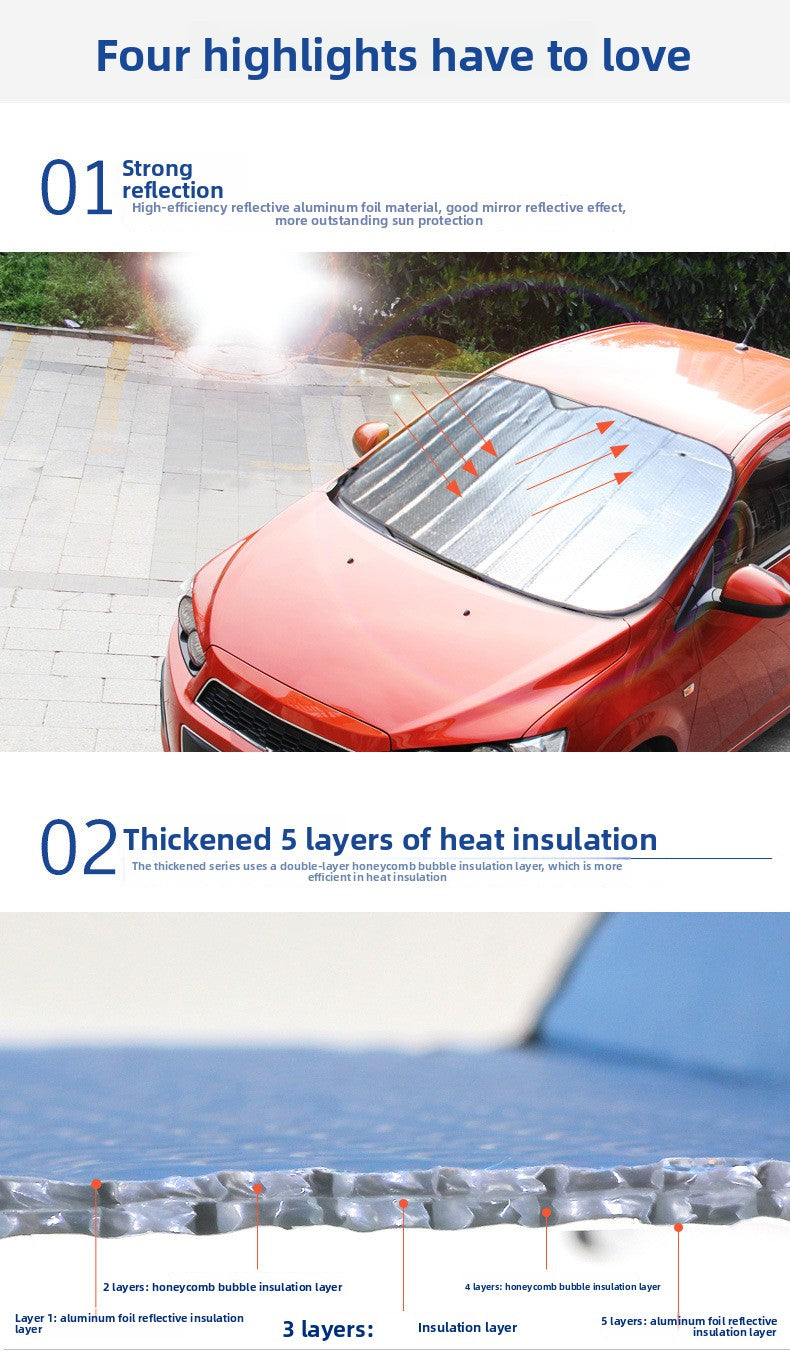 Car Sunshade Car Aluminum Foil Sunshade SUV Sedan Heat Insulation Sun Protection Reflective Wholesale