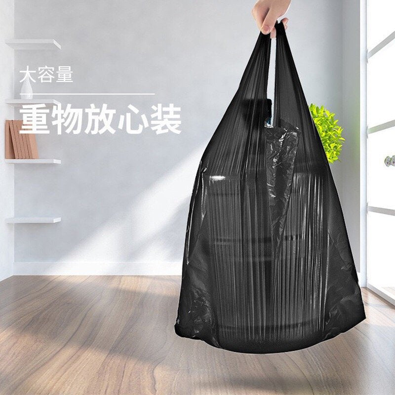 Black Garbage Bag Household plus-Sized Thickened Property Hotel Kitchen Wholesale Disposable Portable Waistcoat Plastic Bag