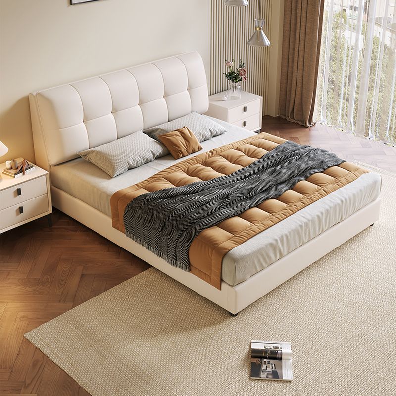 Feimashi Leather Bed Modern Minimalist 1.5X2 M Bed Double 1.8X2 M Italian Light Luxury Marriage Bed Master Bedroom Leather Bed