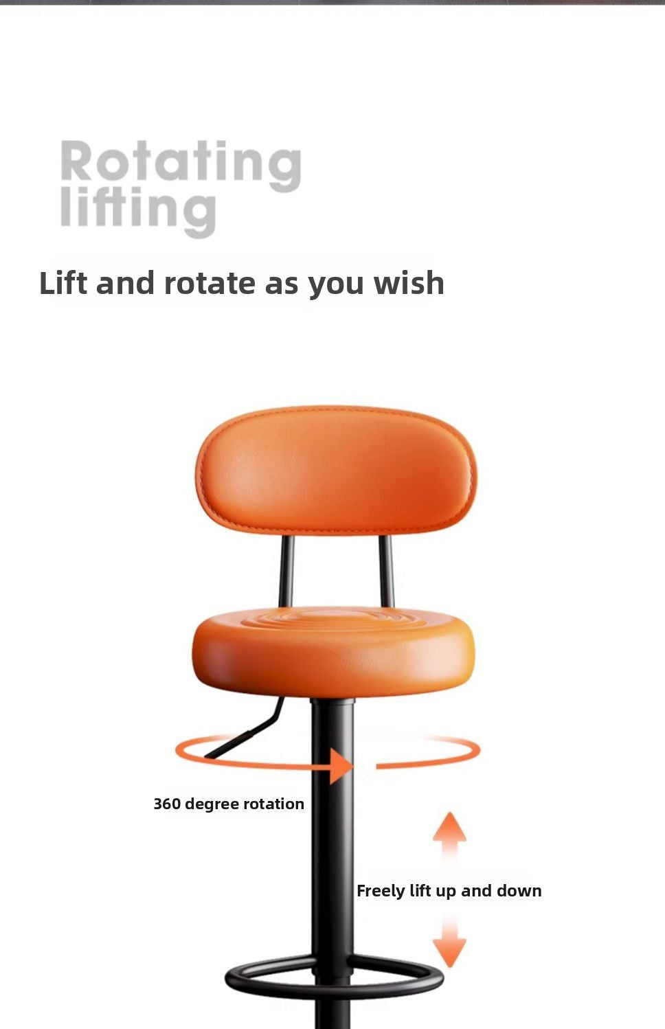 Kerun Bar Stool Modern Simple Swivel High Stool Home Use with Backrest Bar Chair Cashier Desk Adjustable Bar Stool