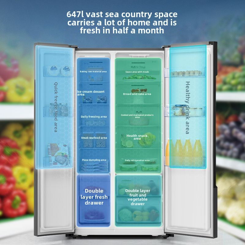 Hisense 647 Liters Double-Door Refrigerator First-Class Double Frequency Conversion Energy Saving Large Capacity Air Cooling Frostless Household Refrigerator