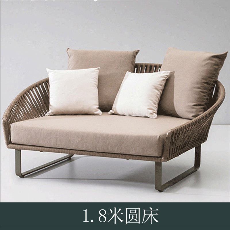 Outdoor Sofa Sunproof Waterproof Leisure Living Room Balcony Outdoor Courtyard Coffee Table Three-Person Rattan Furniture Homestay Rattan Chair