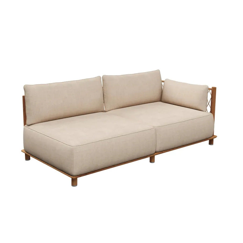 Outdoor Sofa Courtyard Villa Leisure Waterproof Hotel Homestay Outdoor Garden Terrace Solid Wood Rattan Sofa Set