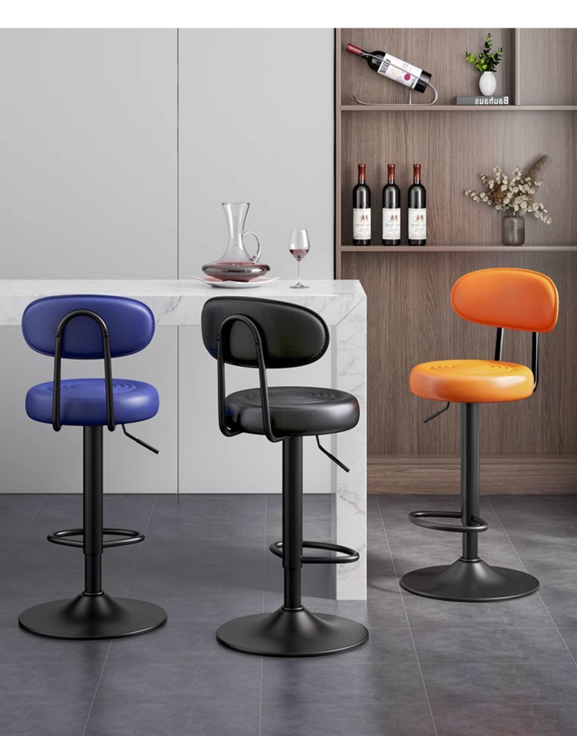 Kerun Bar Stool Modern Simple Swivel High Stool Home Use with Backrest Bar Chair Cashier Desk Adjustable Bar Stool