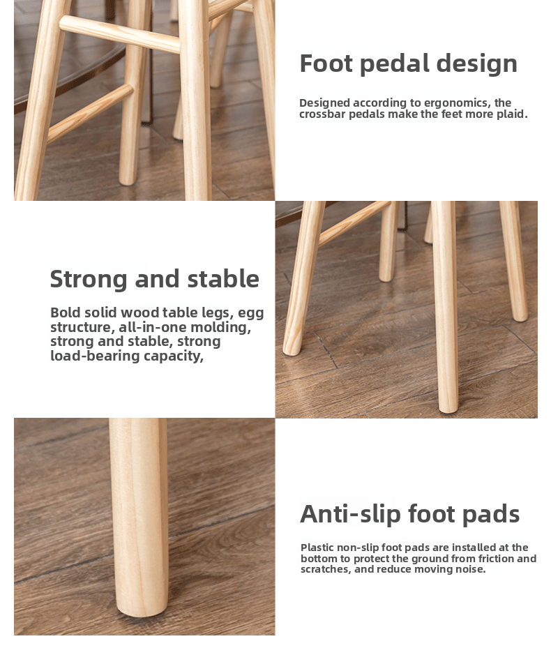 Nordic Bar Stool Simple Bar Chair Bar Stool Bar Chair Solid Wood Home Chair Swivel Chair High Factory Direct Supply High Foot