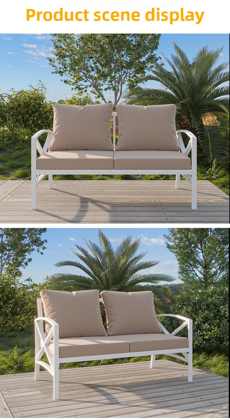 Outdoor Leisure Iron Art Sofa Set Garden Hotel Business Reception Sofa Waterproof Industrial Style Iron Frame Chair